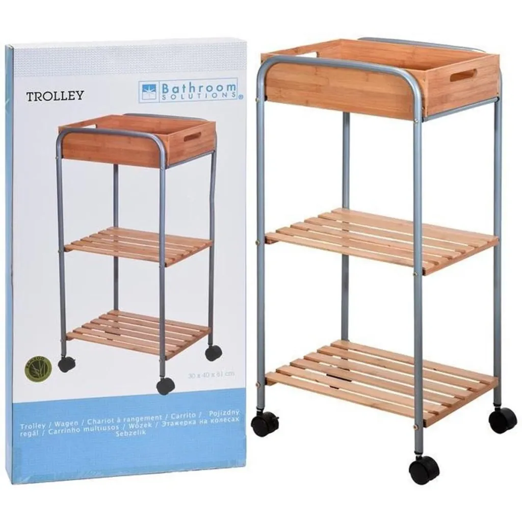 Badezimmerwagen 3 Lagen - 81 x 30 x 40cm - Bambus