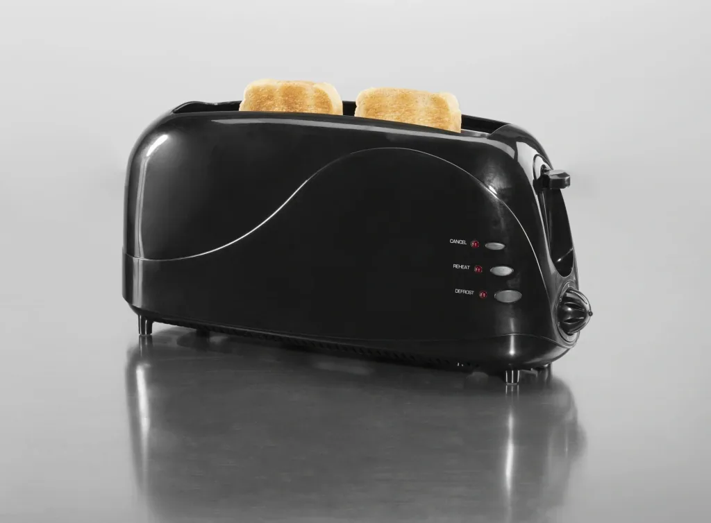 Langschlitz-Toaster schwarz 1000 Watt, schwarz mit Brötchenaufsatz