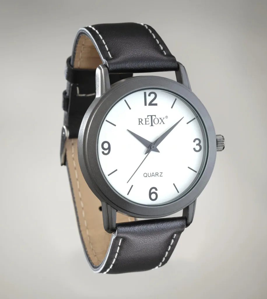 Uhren Set für Sie und Ihn in Titanoptik und Echtleder-Armband