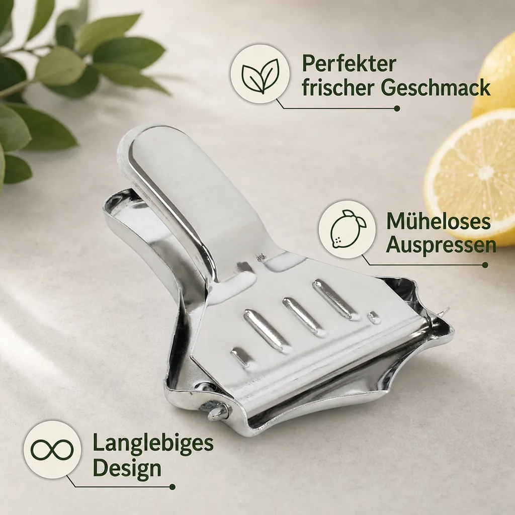 Zitronenpresse, Lemon squeezer - Edelstahl, Hochwertig, robust und langlebig