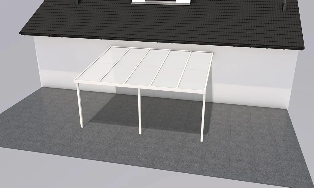 Terrassendach Premium, weiß, 5100 x 4060 mm - Klima blue