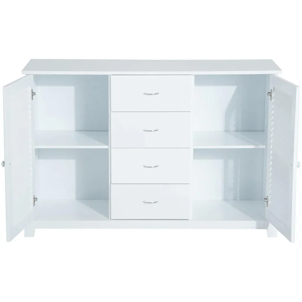 Sideboard Kommode Lamellentür Weiß