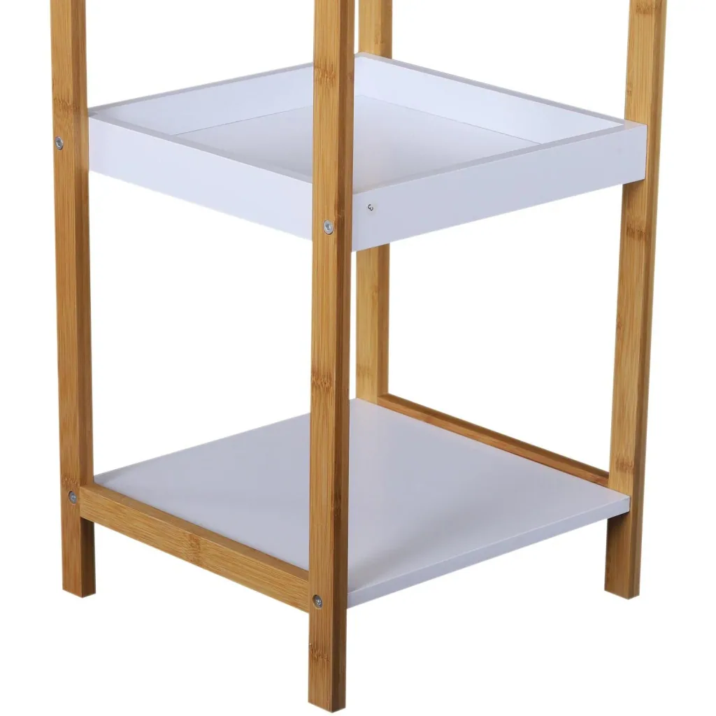 Badregal Standregal Lagerregal Küchenregal Haushaltsregal 4 Ablagen Bambus + MDF 32 x 30 x 100 cm