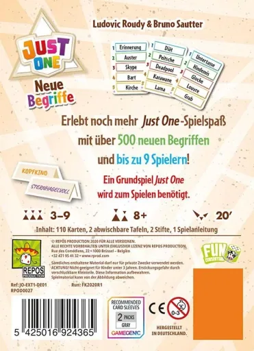 Gesellschaftsspiel Just One - Neue Begriffe