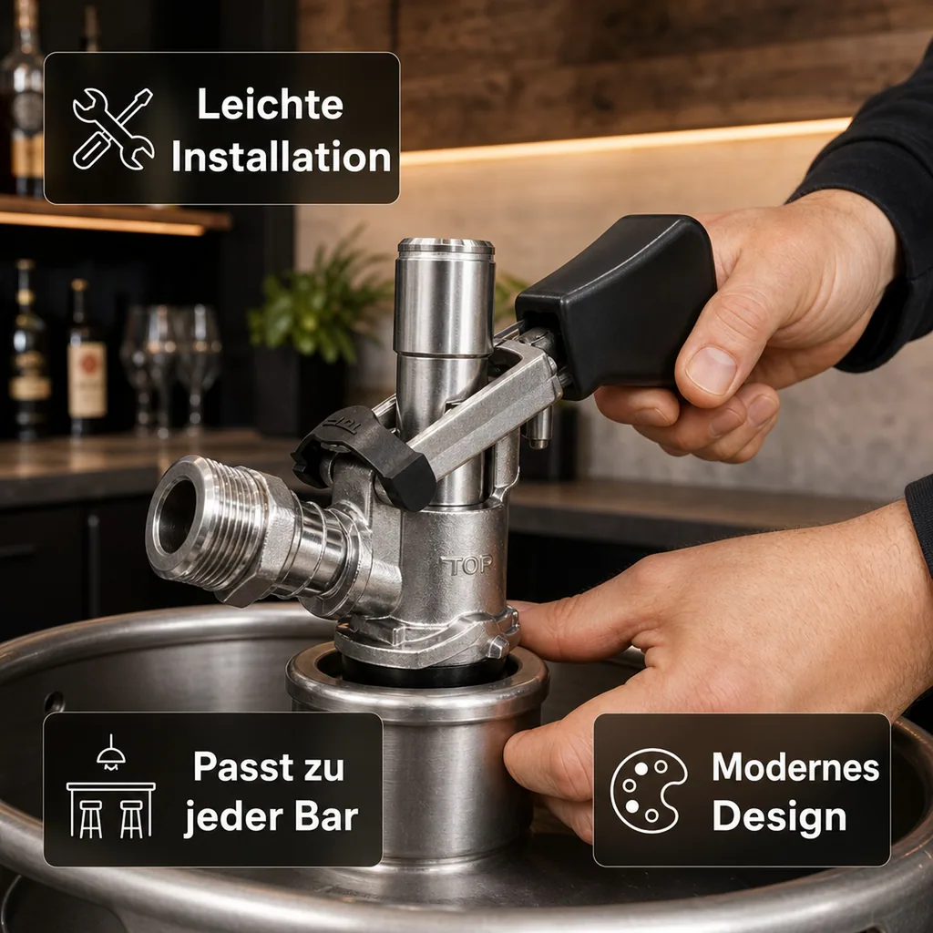 Zapfkopf Keg Verschluss Korb Fitting seitlicher Ausgang (Thekenanstich)