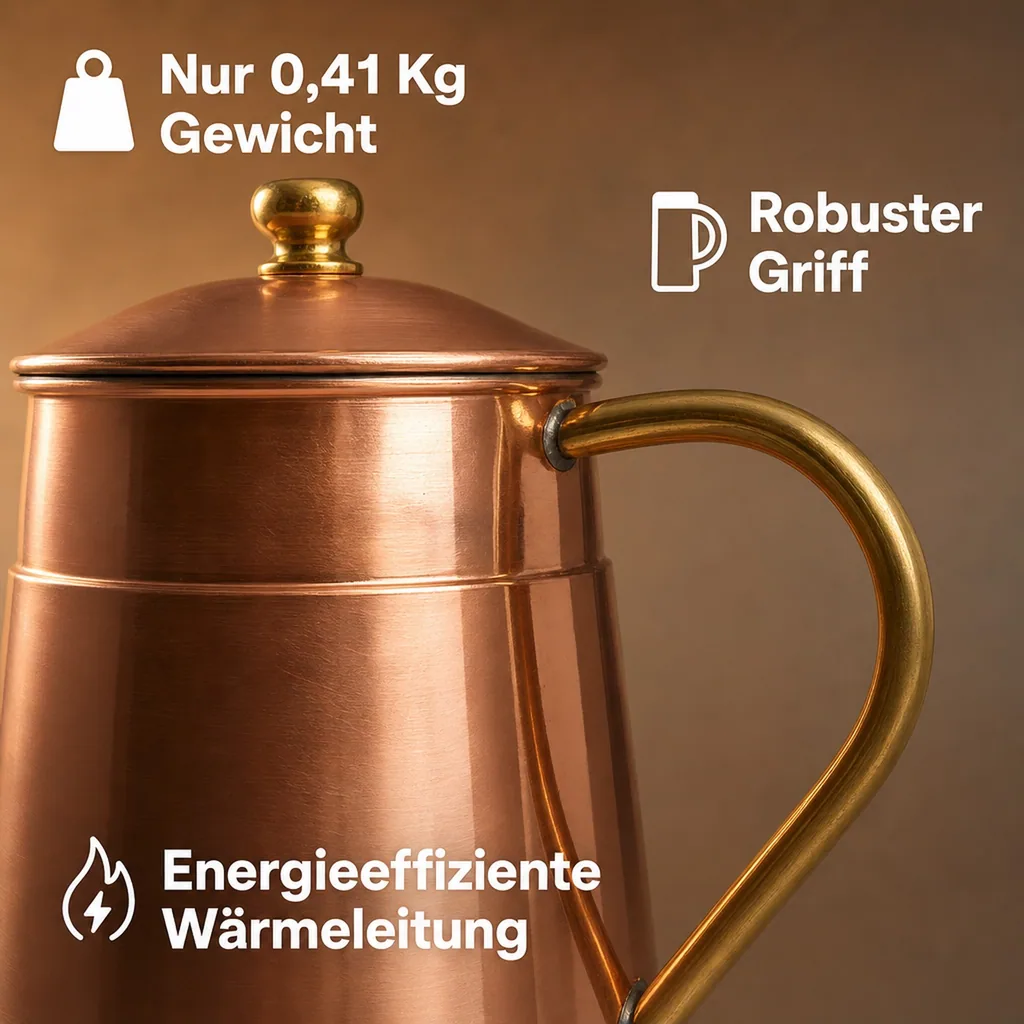 Wasserkocher, Kupfer Teekanne 1,5L