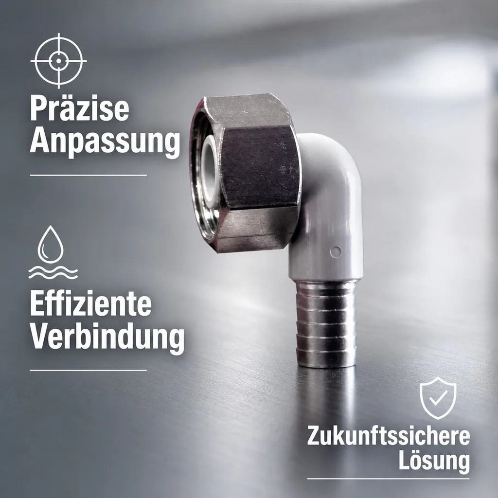 Winkelverschraubung CNS 90° für Bierschlauch 5/8 Zoll, NW 10mm