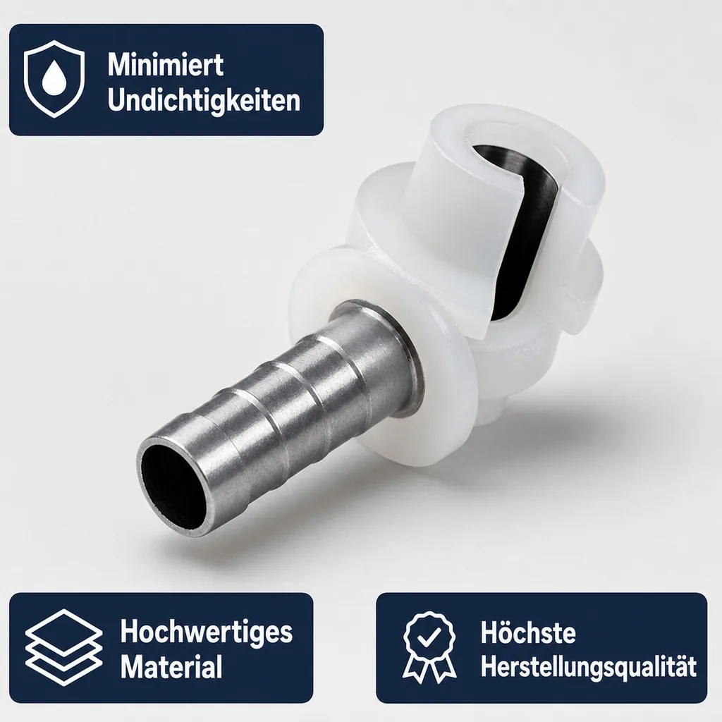 Schlauchtülle, Tülle Gerade für Bier oder CO2 Schlauch mit Angespritzter Dichtung, 7mm