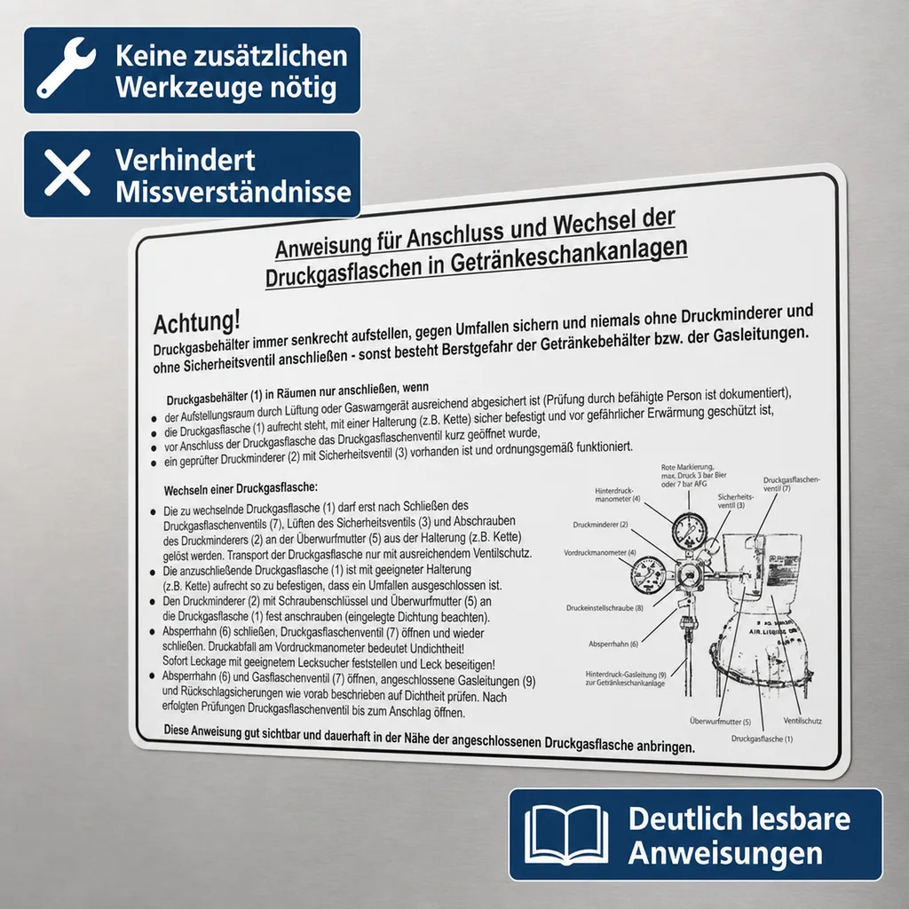 Aufkleber "Anweisung" nach BGR 228