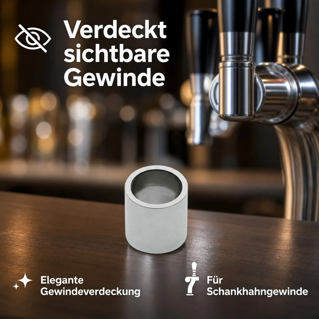 Distanzhülse, Abstandshalter, Abstandshülse - für Schankhahngewinde, 30 mm, Chrom