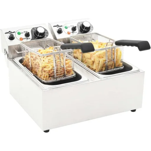 Elektro-Fritteuse doppelt 4000 W 12 L Edelstahl