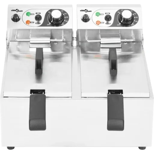 Elektro-Fritteuse doppelt 4000 W 12 L Edelstahl