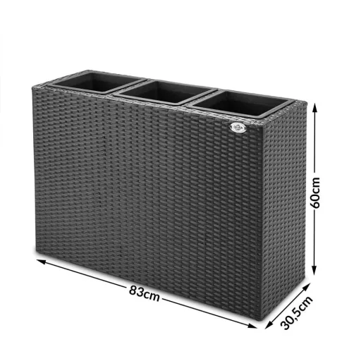 Stehender Blumentopf schwarz 83x30,5x60cm