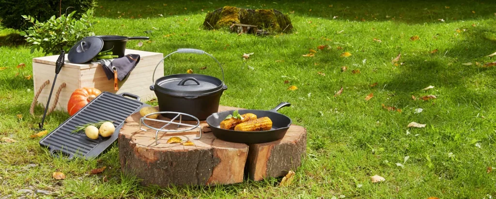 Dutch Oven Set 7-teilig in praktischer Holztransportbox