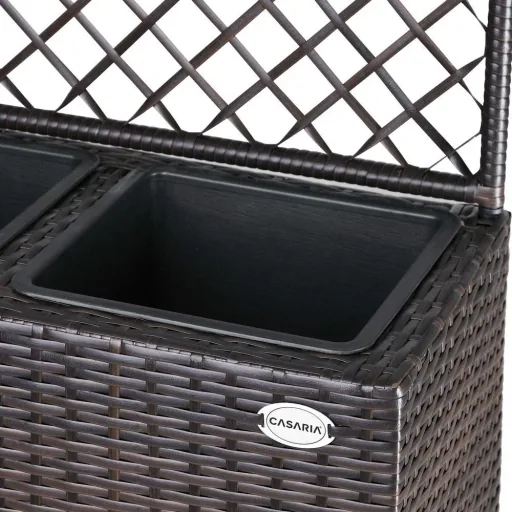 Polyrattan Pflanzgefäß mit Spalier Braun