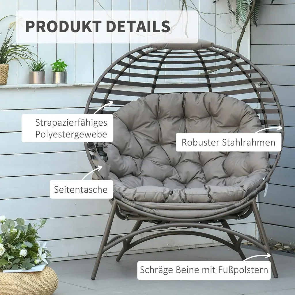 Papasansessel Gartenstuhl 2 sitzer