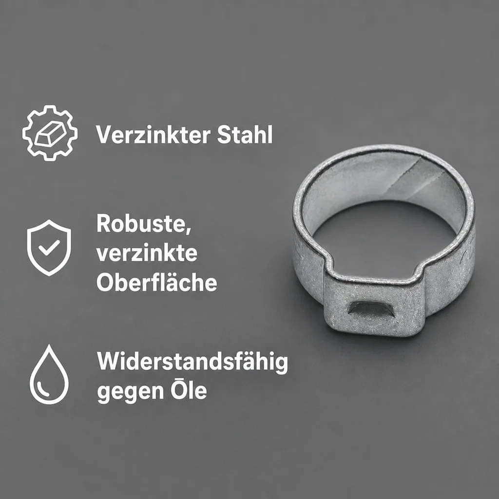 1-Ohr-Schlauchklemme für NW 4 mm, verzinkt, 100 Stück