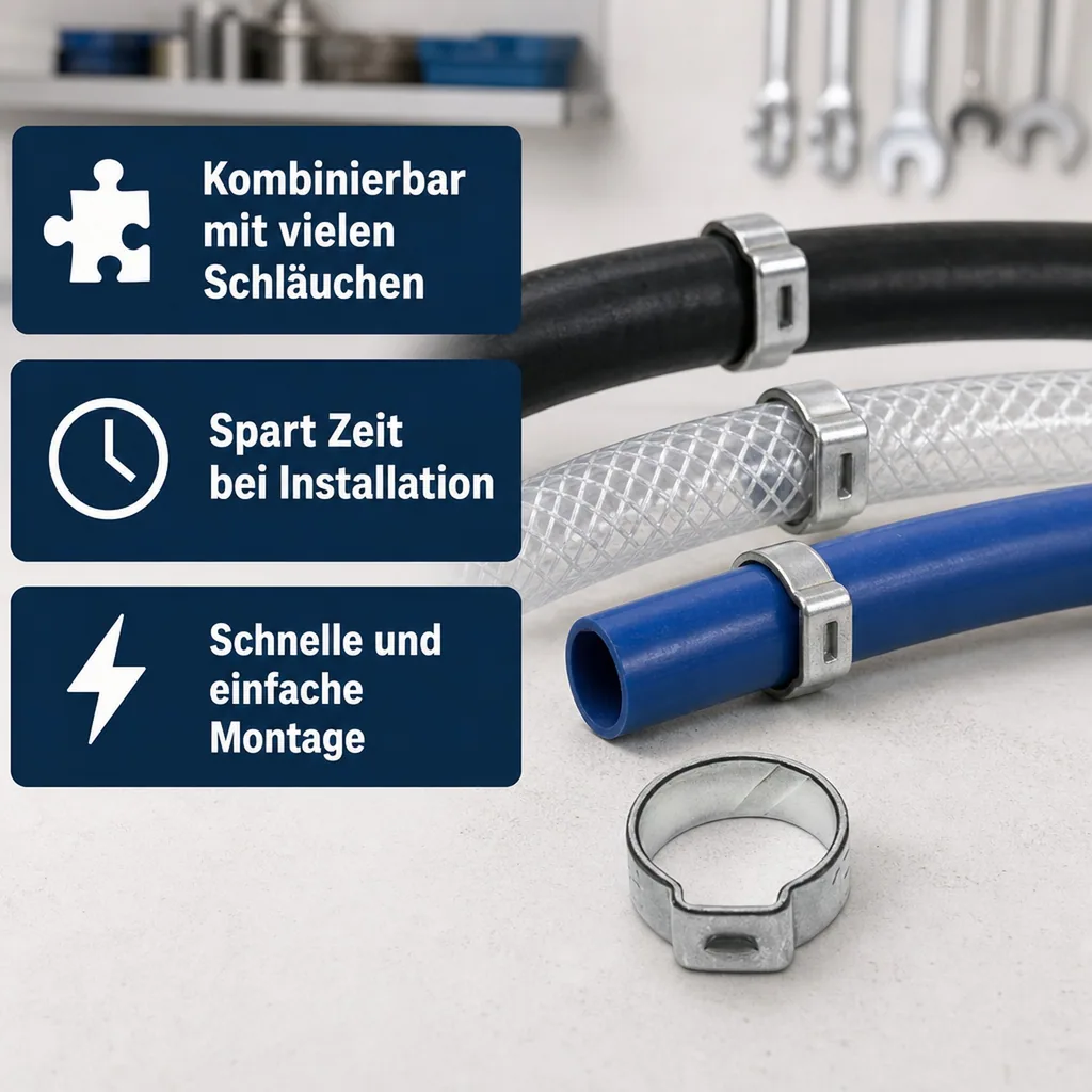 1-Ohr-Schlauchklemme für NW 4 mm, verzinkt, 100 Stück