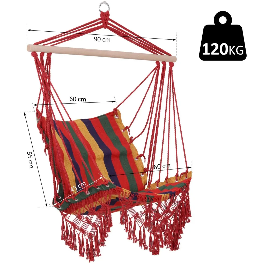 Hängesessel Hängeschaukel Schwebesessel wetterfest UV-beständig Bunt 100 x 60 cm bis 120 kg