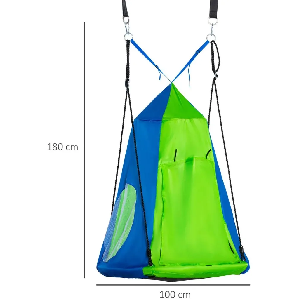Hängezelt - Schaukel - Ø100 cm - bis zu 200 kg - Grün/Blau