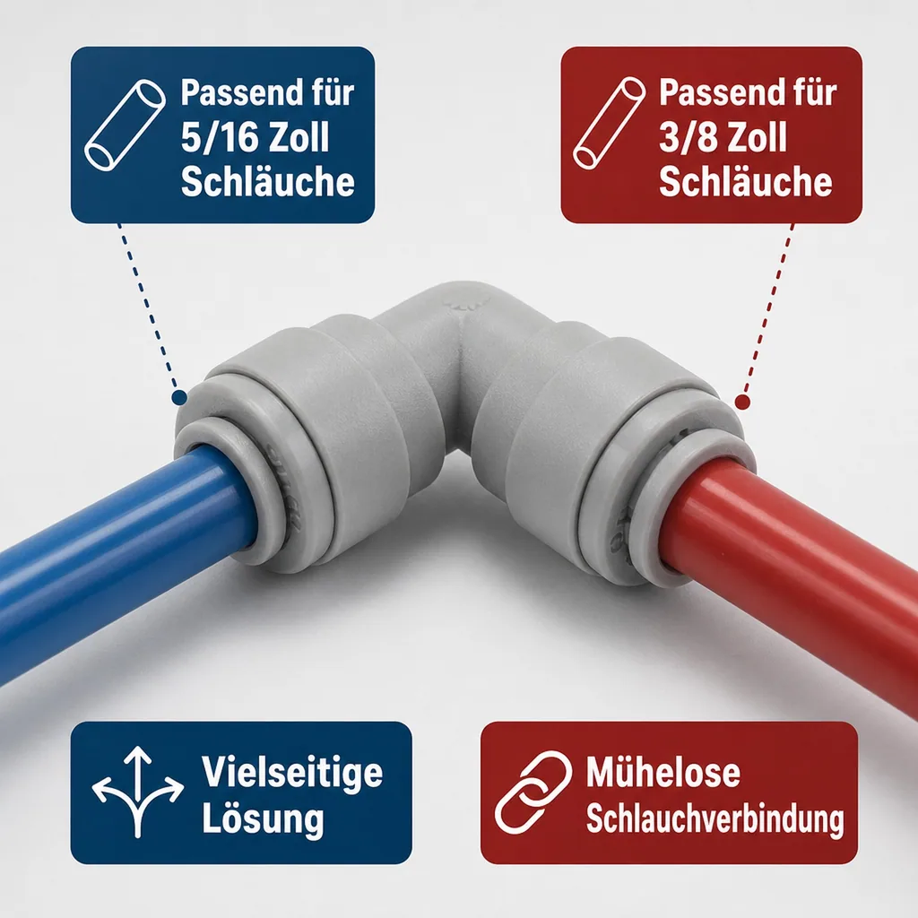 Winkelverbinder, Schlauchverbinder 90° - 3/8"tube x 5/16"tube
