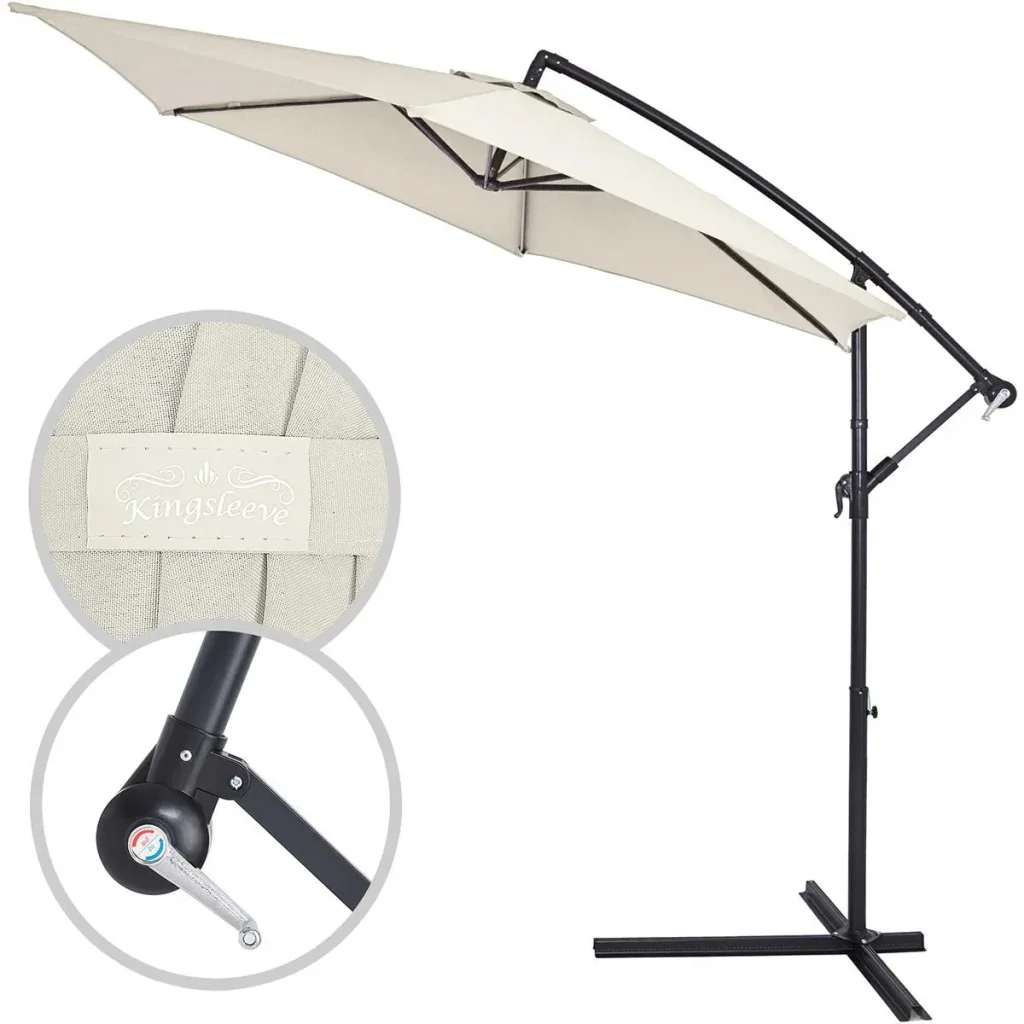 Sonnenschirm Zusammenlegbarer Aluminiumschirm Beige mit Pendel Ø 330 cm