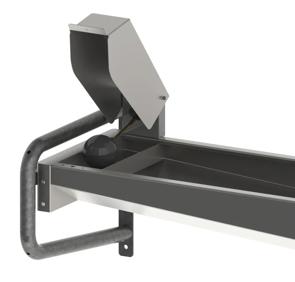 Beheizbare Trogtränke 100cm aus Edelstahl, mit Wandkonsole