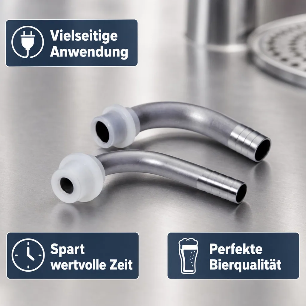 Bierschlauchtülle Gebogen CNS, mit angespritzter Dichtung, NW 7mm