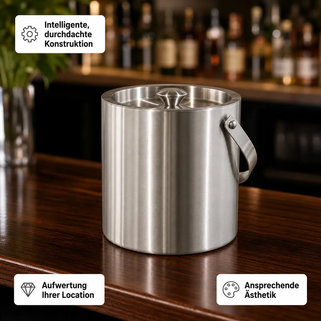 Eiswürfelbehälter Eiseimer Thermo Chrom-Nickel-Stahl