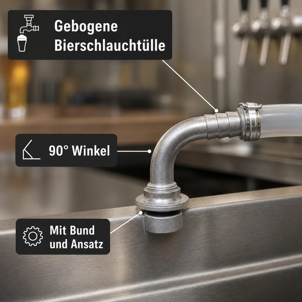 Bierschlauchtülle Gebogen CNS, NW 10mm