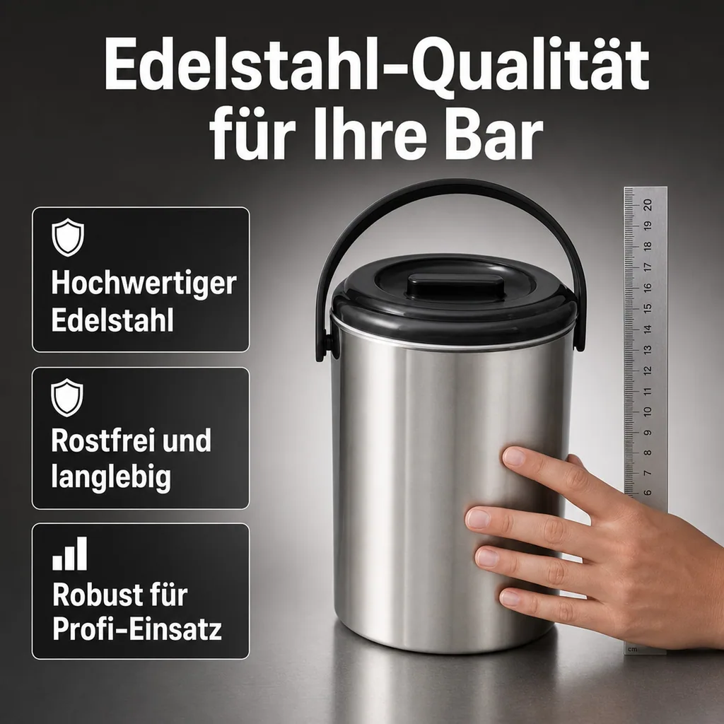Eiswürfelbehälter Eiseimer Edelstahl 2,2L