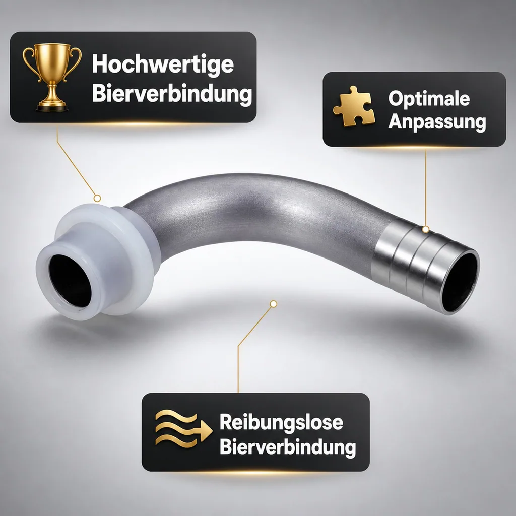 Bierschlauchtülle gebogen CNS,mit angespritzter Dichtung, NW 10mm