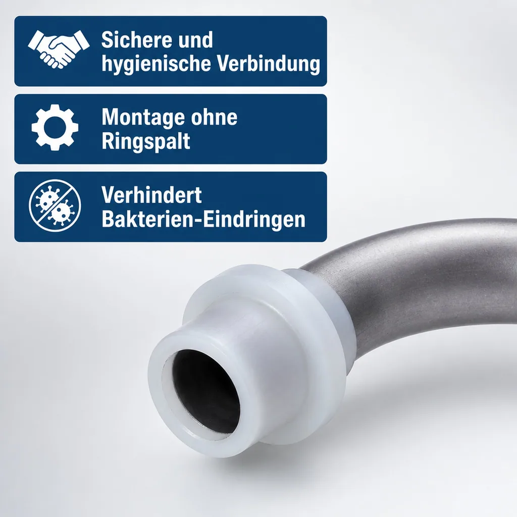 Bierschlauchtülle gebogen CNS,mit angespritzter Dichtung, NW 10mm