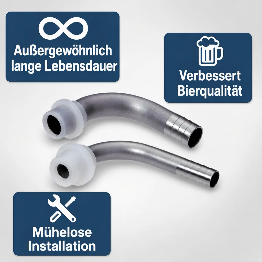 Bierschlauchtülle gebogen CNS,mit angespritzter Dichtung, NW 10mm