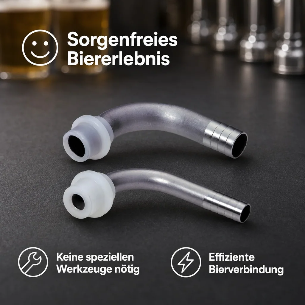 Bierschlauchtülle gebogen CNS,mit angespritzter Dichtung, NW 10mm