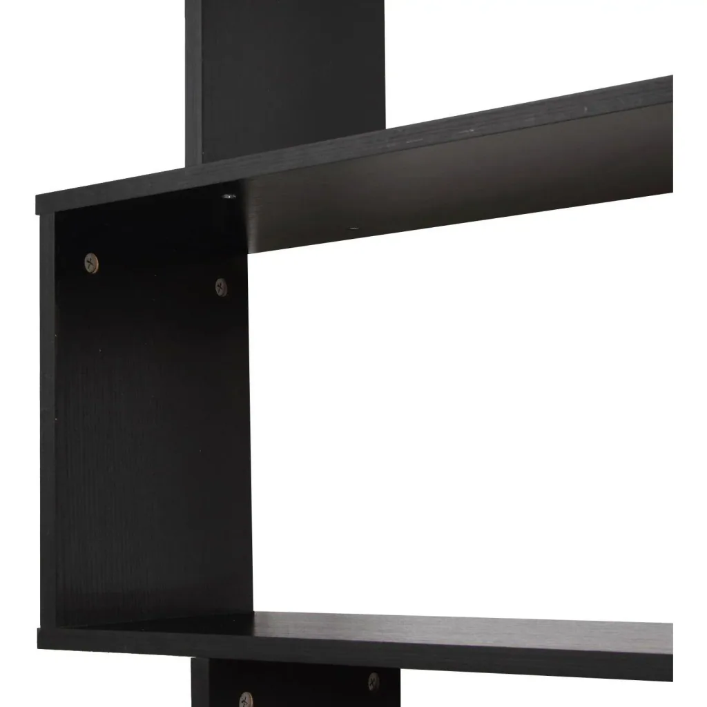 Bücherregal Schwarz Wandregal Raumteiler S-Form 6 Fächer MFC