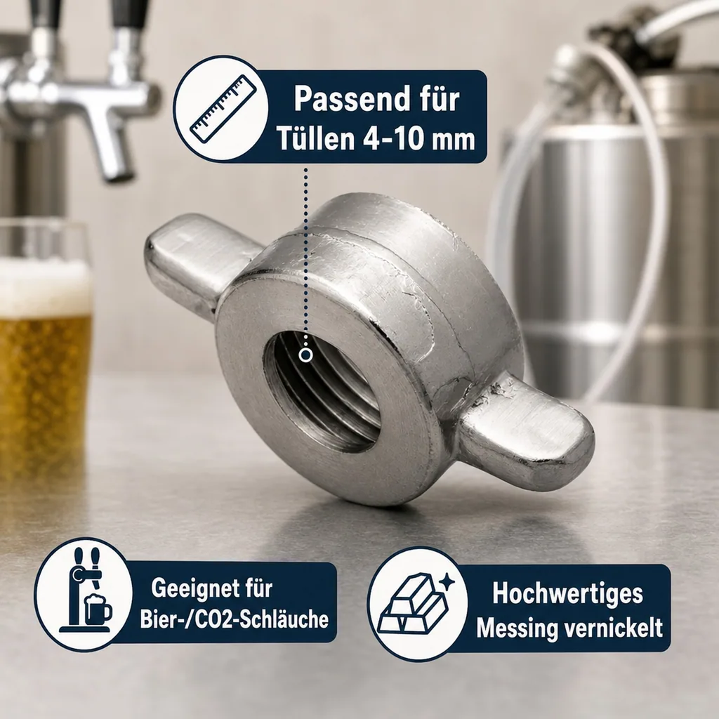 Flügelmutter 5/8" für Bierschlauch oder CO2 Schlauch