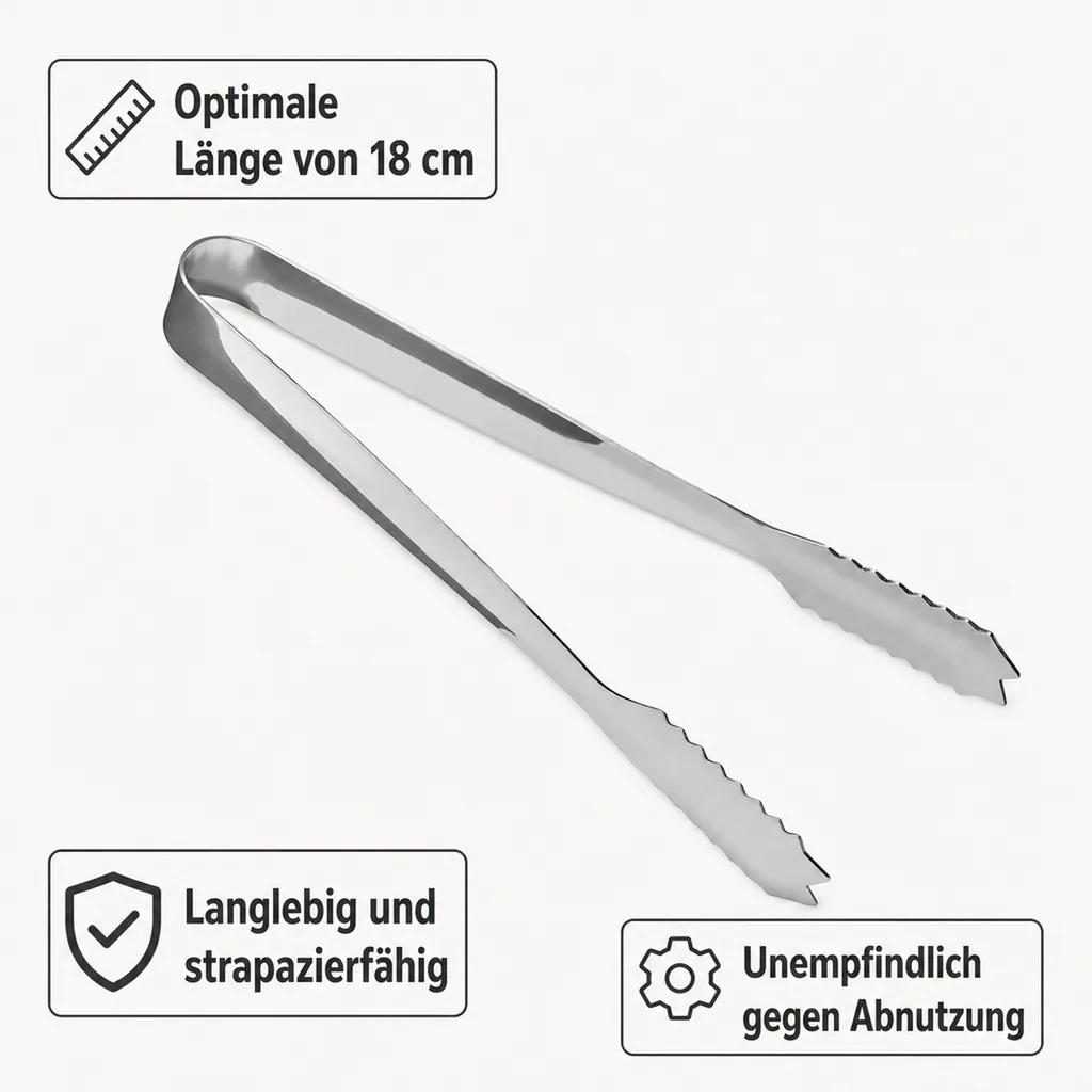 Eiswürfelzange 18 cm, Edelstahl