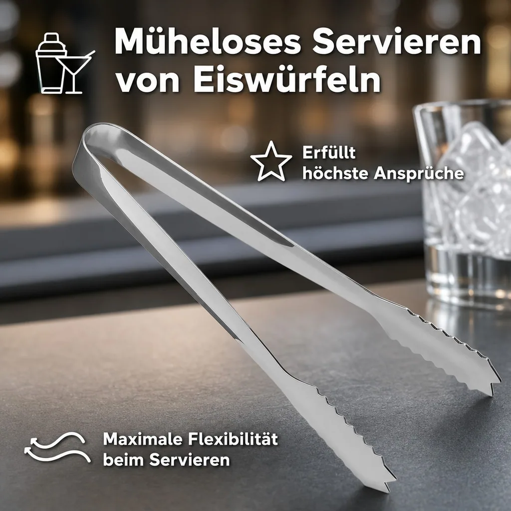 Eiswürfelzange 18 cm, Edelstahl