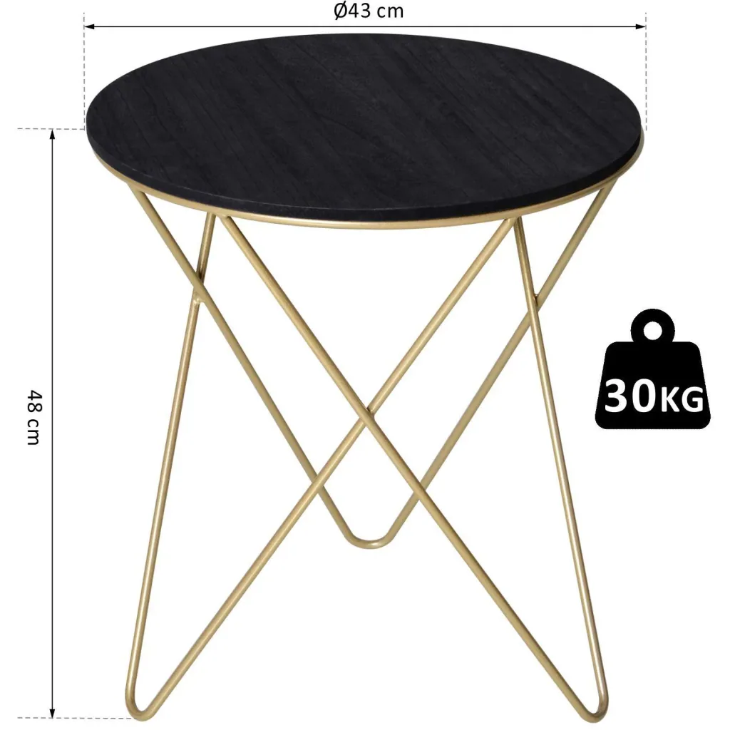 Beistelltisch mit schwarzer Holzplatte