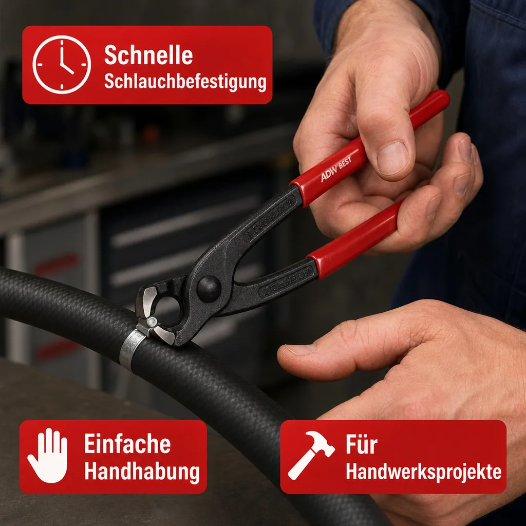 Schlauchklemmenzange, Klemmzange für Schlauchklemmen - Isolierte Griffe & Sichere Befestigung