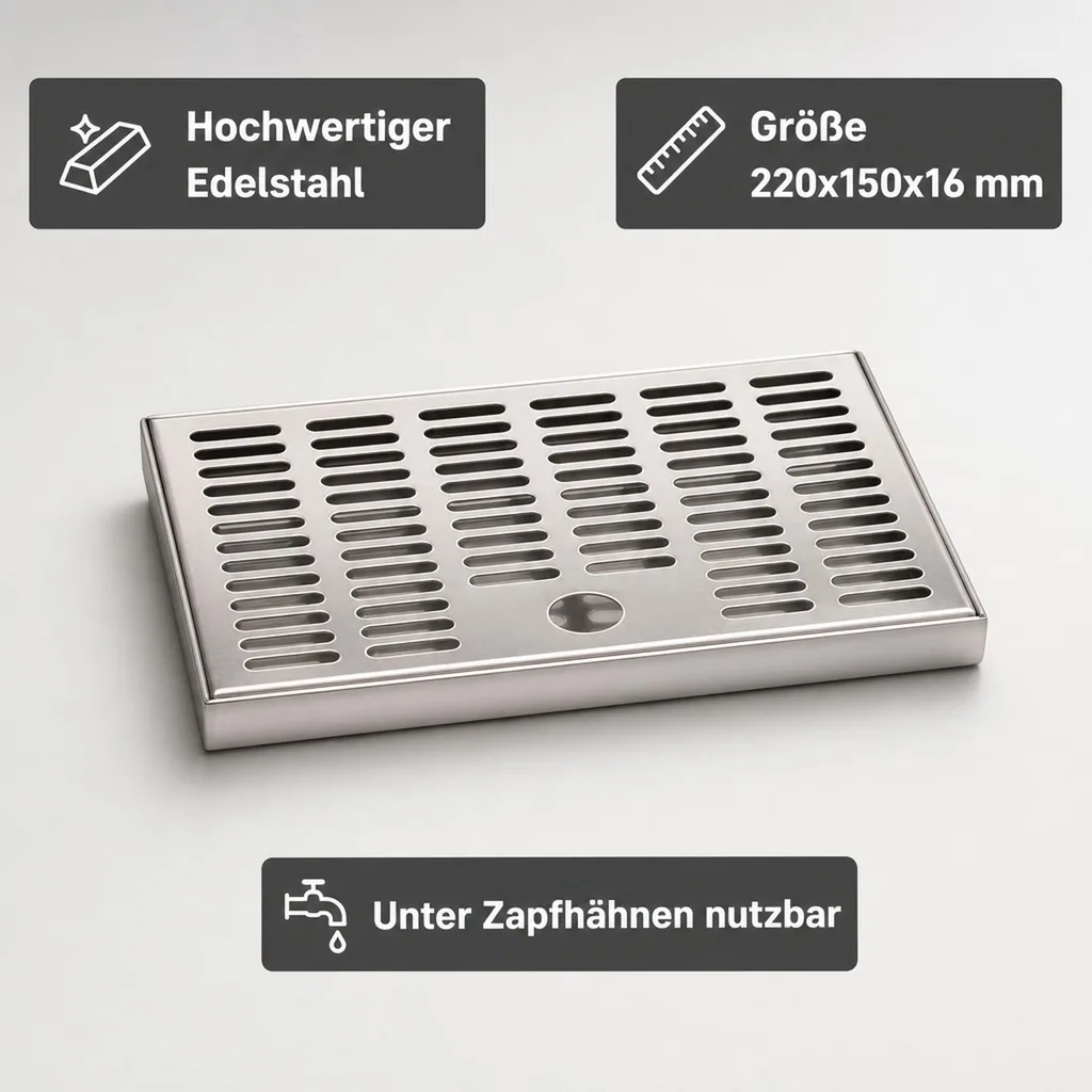 Tropfblech, Abtropfblech, Tropfschale - Edelstahl, 220 x 150 x 16 mm