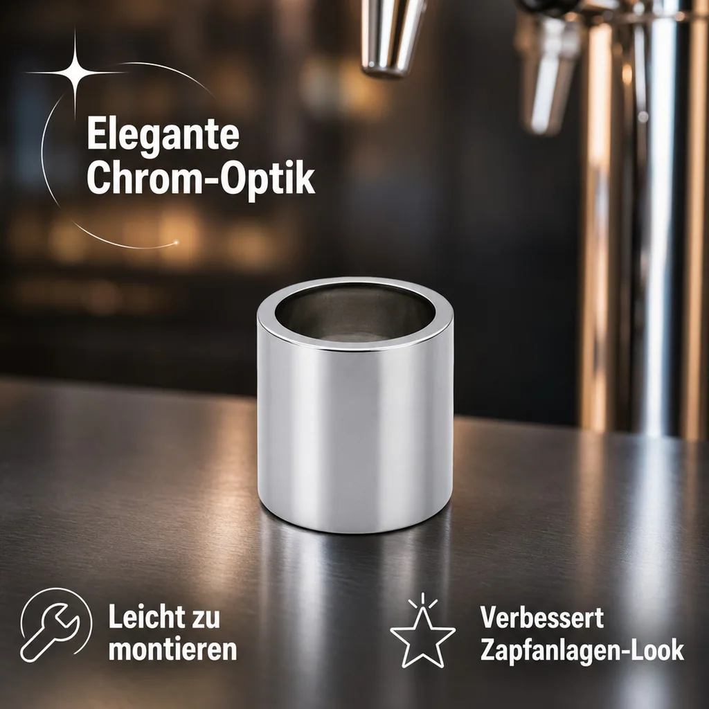 Distanzhülse, Abstandshalter, Abstandshülse - für Schankhahngewinde, 60 mm, Chrom