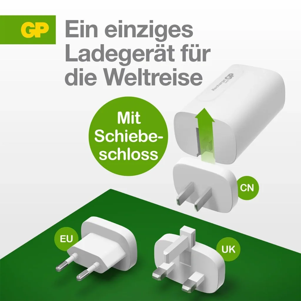 USB Schnellladeadapter mit 1 x USB-A und 2 x USB-C Anschluss inkl. Welt-Reiseadapter und USB-C Ladekabel, max. 65 Watt