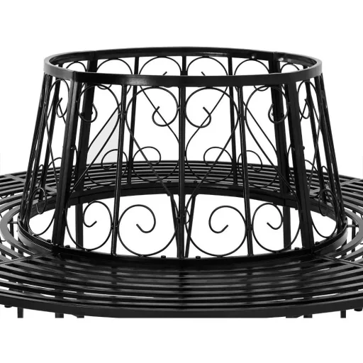Baumbank - Gartenbank - Schwarz - Metall - Ø160 cm