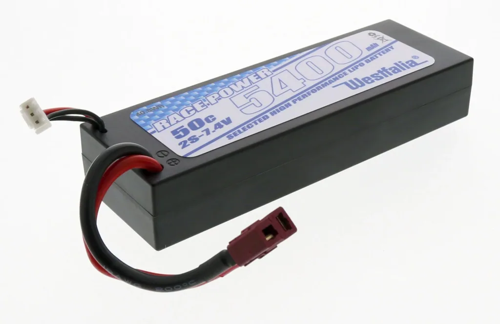 LiPo Akku Power Racing im Hardcase, 2S 7,4V, 5.400 mAh, 50C, T-Plug Stecker