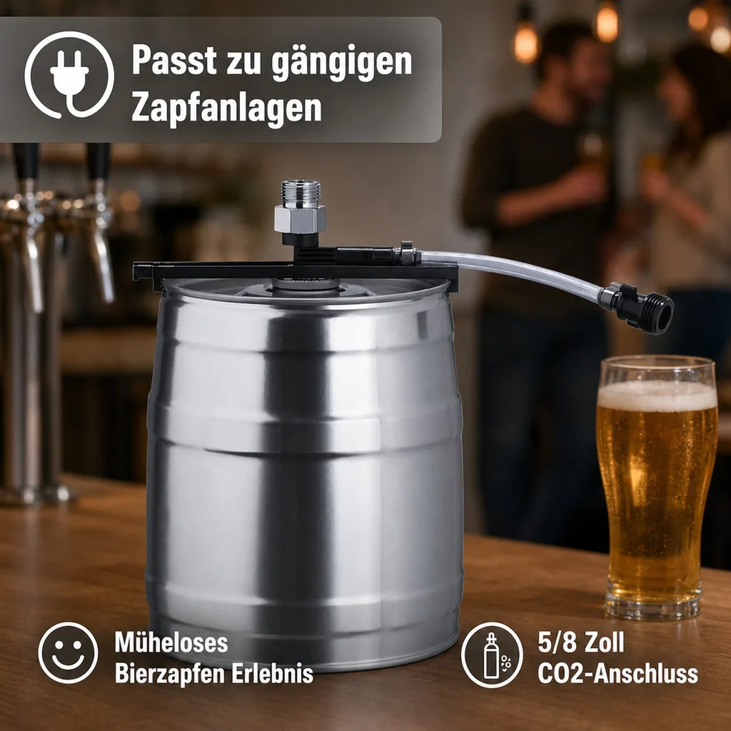 Bierfass adapter, Partyfass adapter - von 5 Liter Dosen an normale Zapfanlagen - Flexi Tap 5/8" CO2-Anschluß