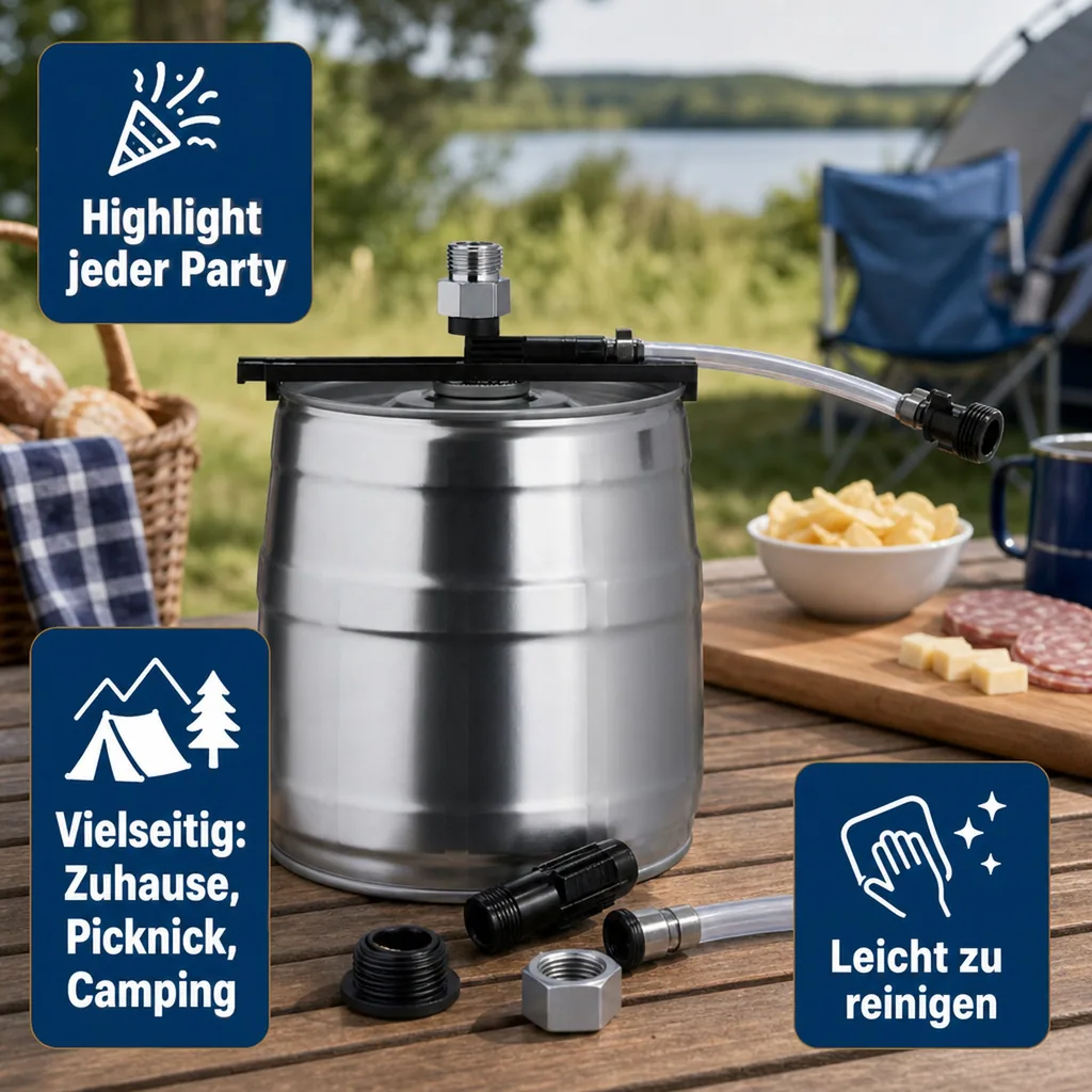 Bierfass adapter, Partyfass adapter - von 5 Liter Dosen an normale Zapfanlagen - Flexi Tap 5/8" CO2-Anschluß