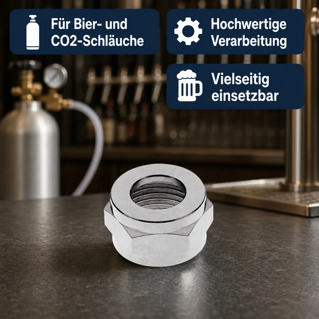 Sechskantmutter 1/2", Messing vernickelt
