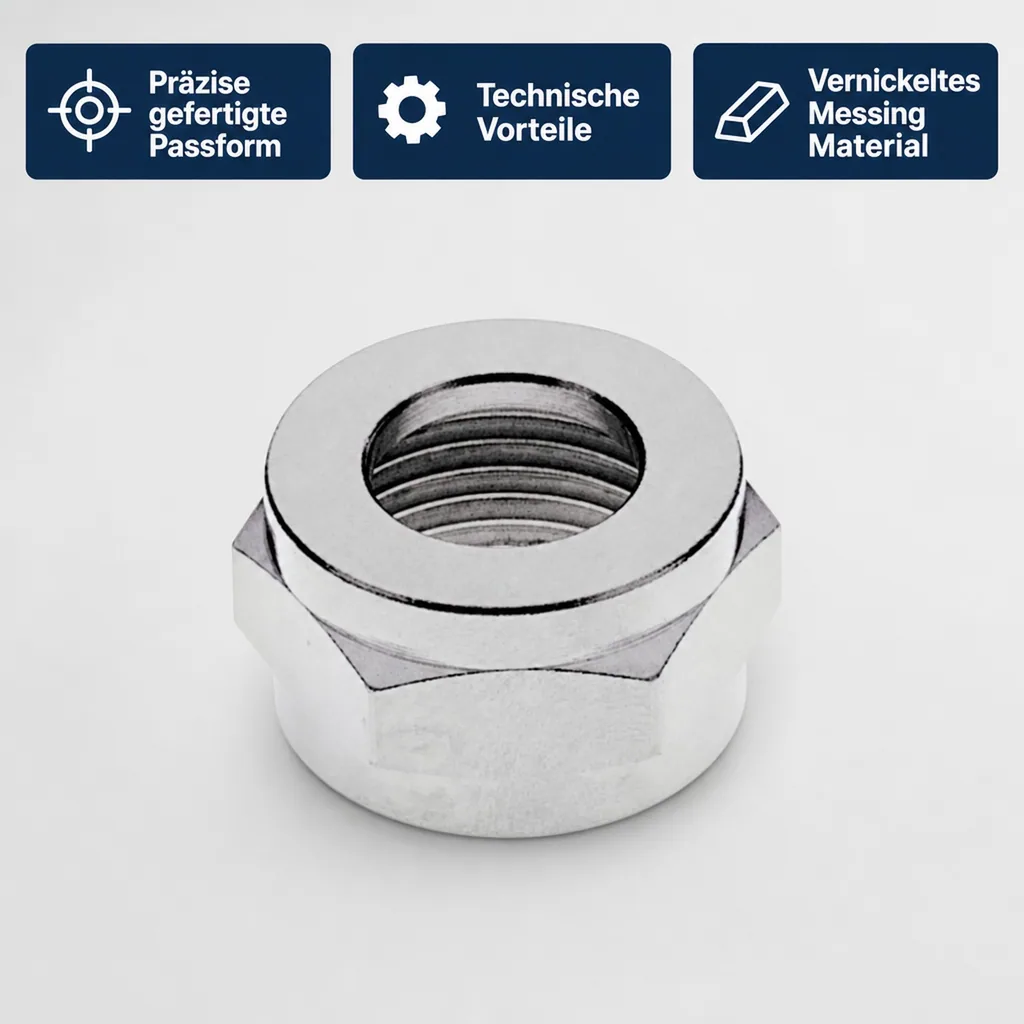 Sechskantmutter 1/2", Messing vernickelt
